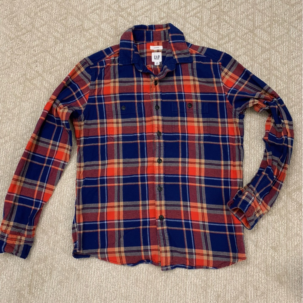 GAP flannel men’s XS Red and Blue Plaid Shirt 100%cotton fall layering piece